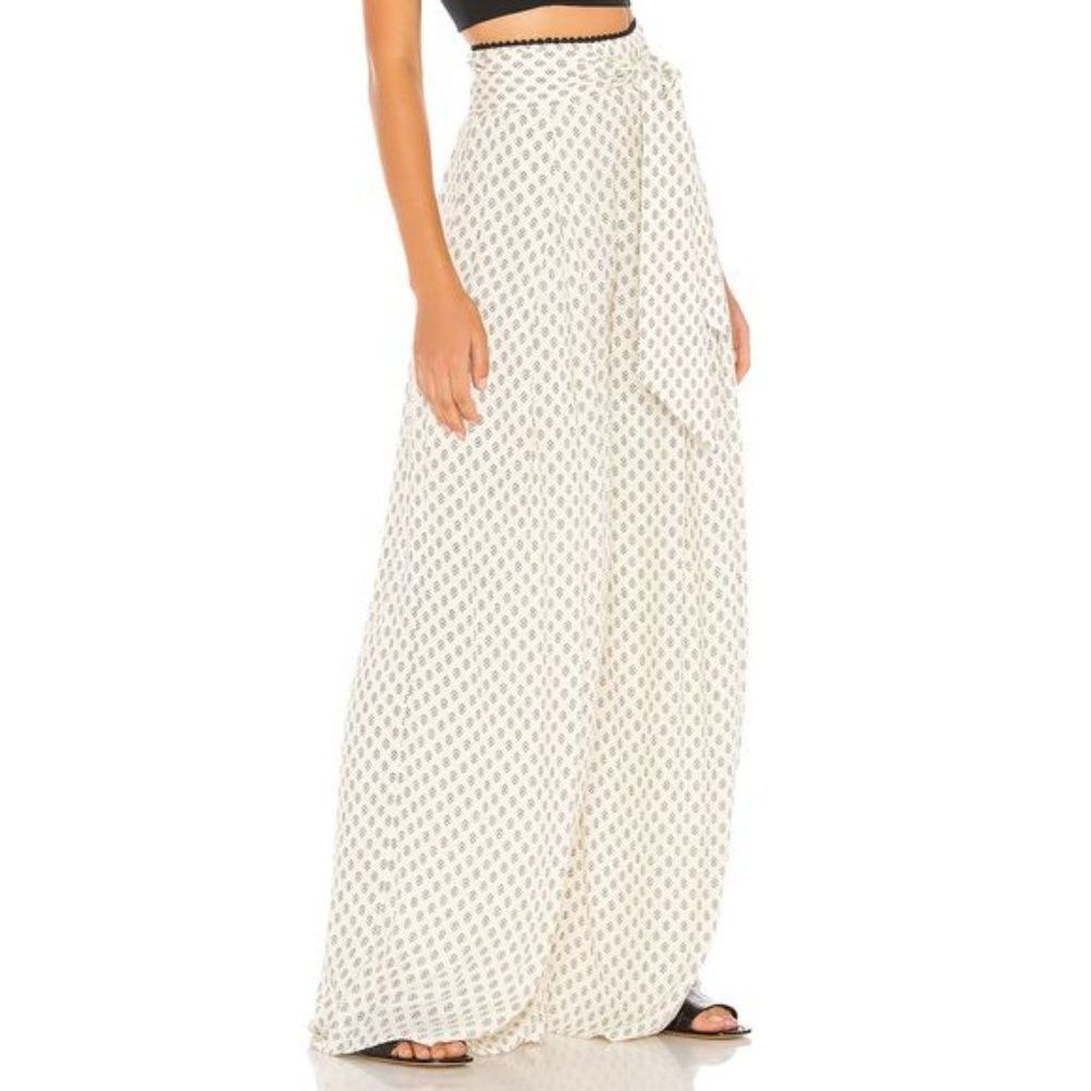 Revolve Tularosa Womens Patterned Adjustable Waist Tie Barbara Pants White Small